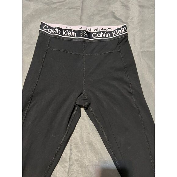 Calvin Klein Performance‎ Stretch Pants Womens Size Small Black White Logo - Picture 4 of 11